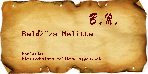 Balázs Melitta névjegykártya